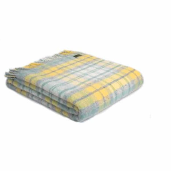 Cottage Style Throw in Grey, Yellow and Ocean Blue