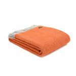 Pure New Wool Illusion Throw in Pumpkin and Grey