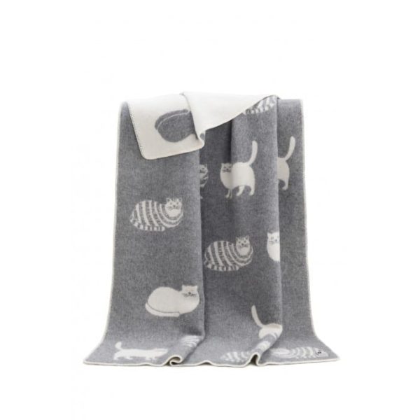 Cat Themed Reversible Pure New Wool Throw