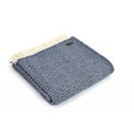 Pure New Wool Illusion Throw in Slate Blue