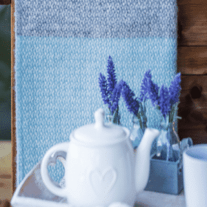 Pure New Wool Grey Illusion Throw With Duck Egg Panel