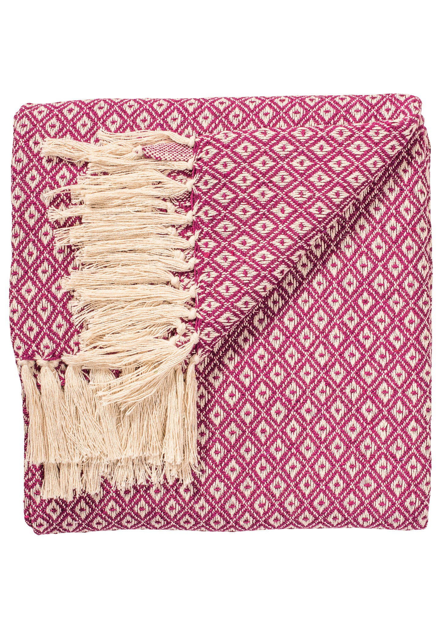Recycled Cotton Diamond Weave Throw in Purple