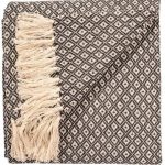 Recycled Cotton Diamond Weave Throw in Black
