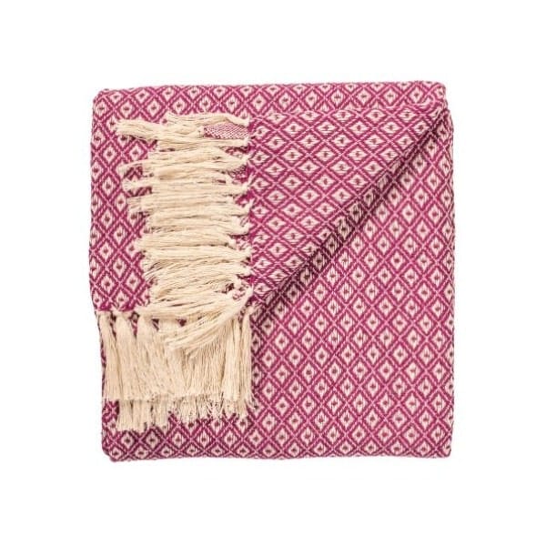 Recycled Cotton Diamond Weave Throw in Purple