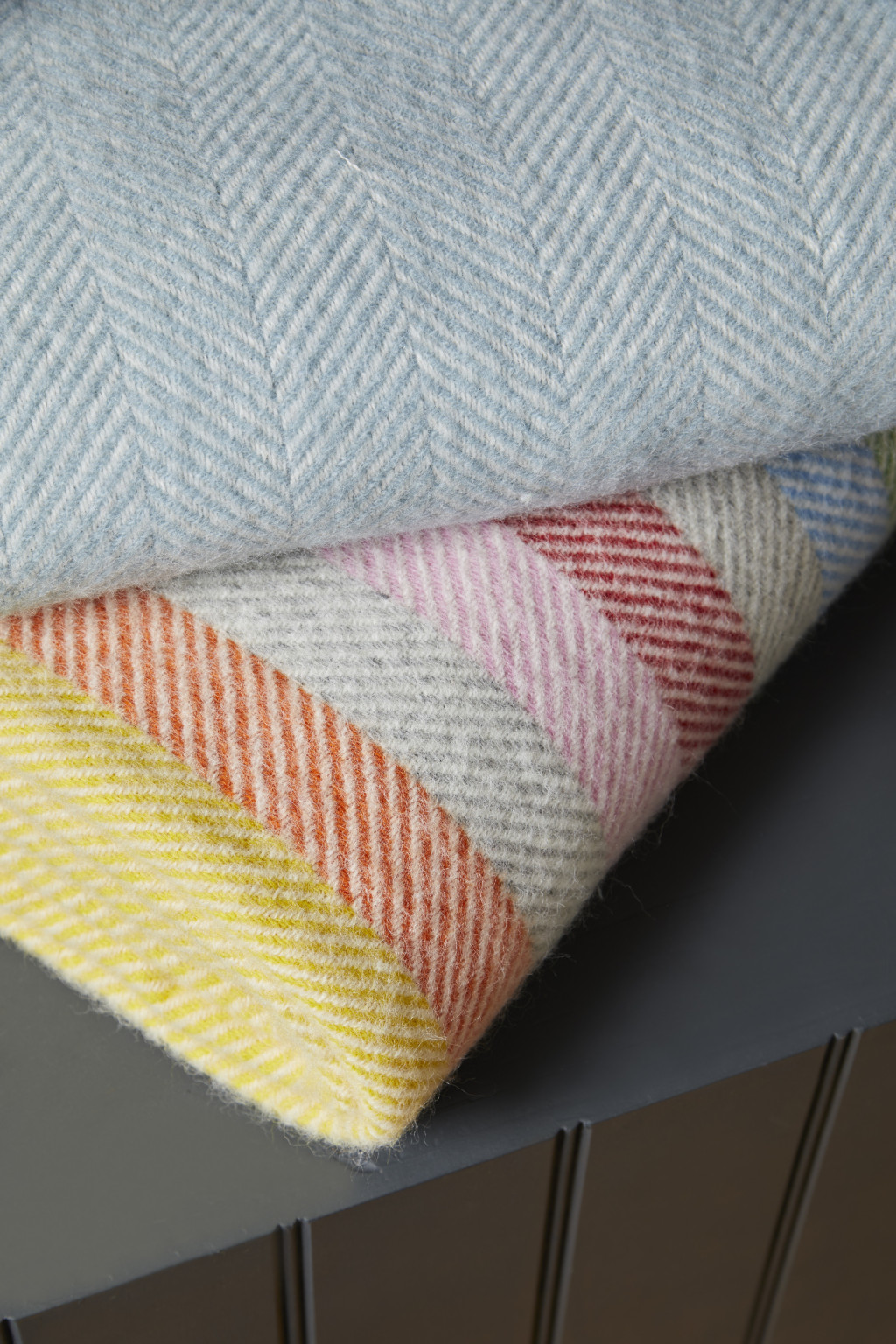 Pure New Wool Fishbone Throw in Duck Egg