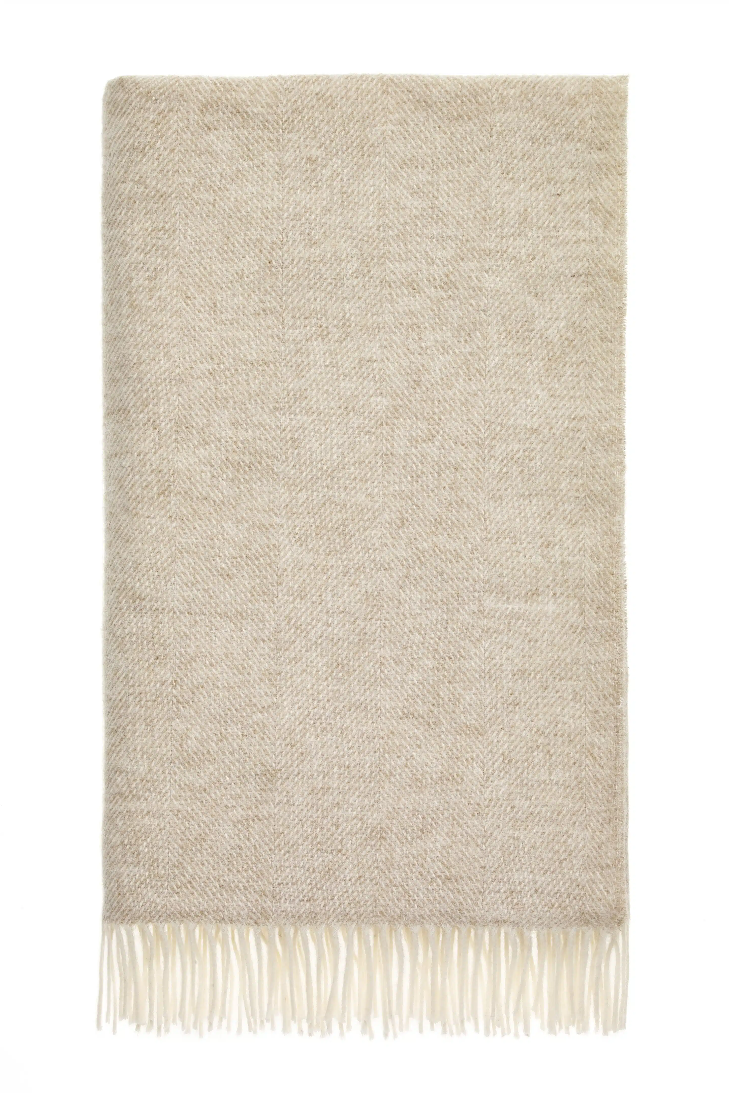 Herringbone Shetland Pure New Wool Throw in Natural