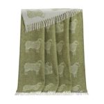Sheep Mossy Green Wool Throw