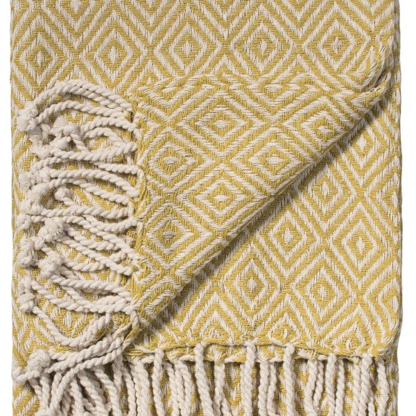Diamond Cotton Handloom Throw in Gold