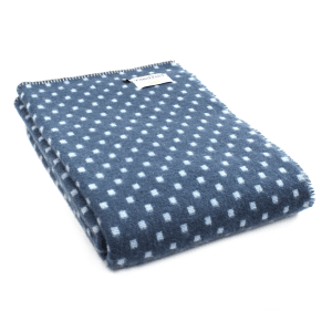 Pure New Wool Dot Throw in Blue Slate - Large size