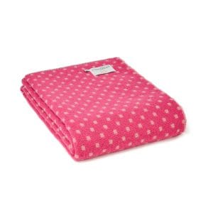 Pure New Wool Dot Throw in Pink - Large size