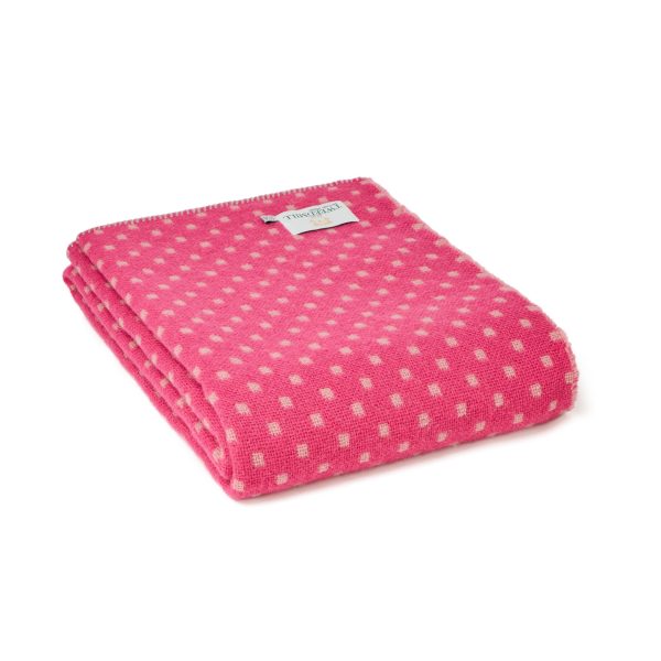 Pure New Wool Dot Throw in Pink - Large size