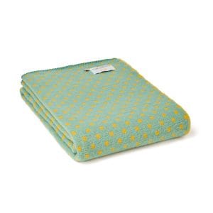Pure New Wool Dot Throw in Sea Green - Large size
