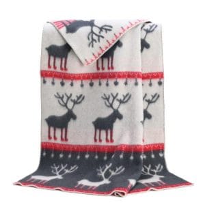 Red Festive Themed Reversible Wool Blanket