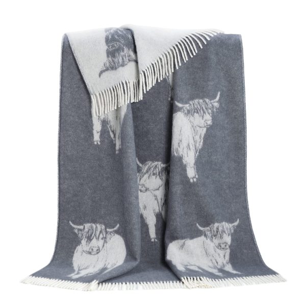 Highland Cow Grey Throw