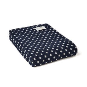 Pure New Wool Dot Throw in Navy - Large size