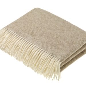 Extra Large Herringbone Pure Wool Throw in Natural