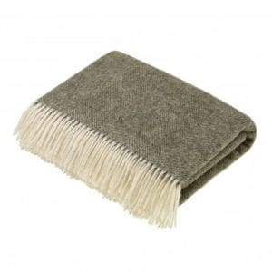 Extra Large Herringbone Pure Wool Throw in Vintage Grey