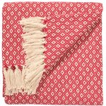 Recycled Cotton Diamond Weave Throw in Red