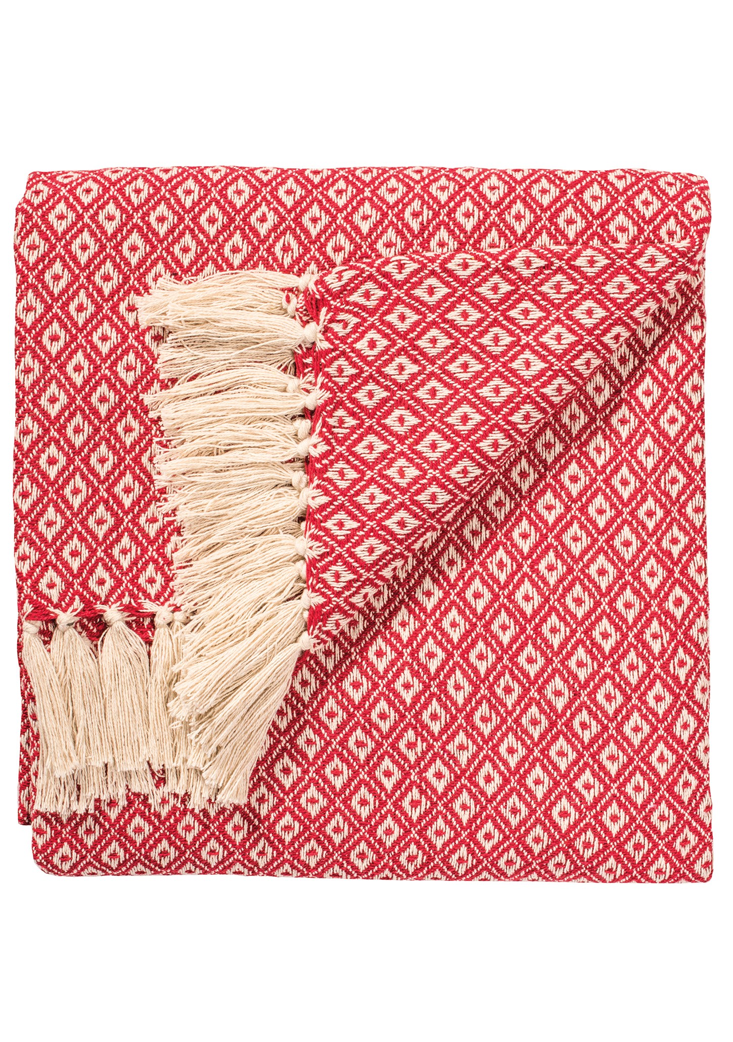 Recycled Cotton Diamond Weave Throw in Red