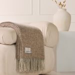 Pure New Wool Dartmoor Throw In Taupe